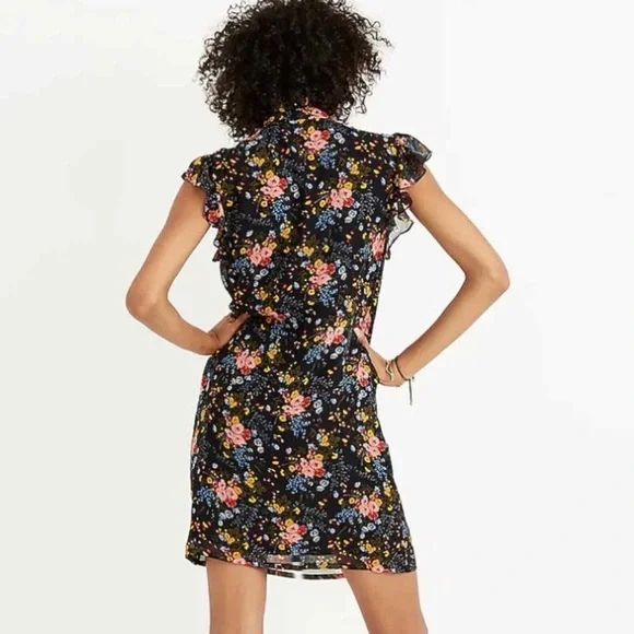 Madewell x No. 6 Floral Ruffle Silk Shift Dress - Picture 2 of 8